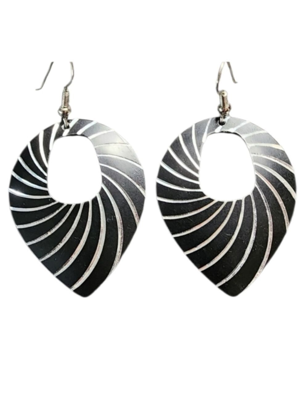 Black Silver Swirl Earrings